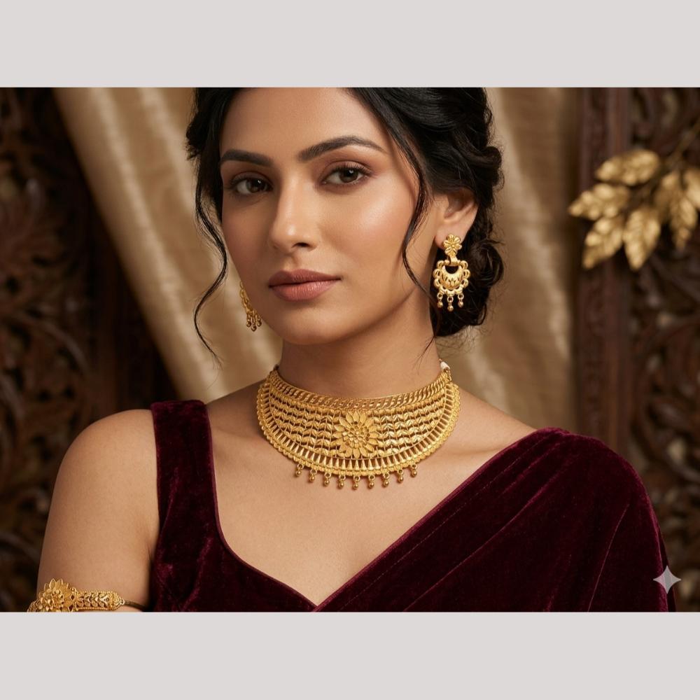 Kishi Jewels Traditional Gold Plated Choker Necklace Set (Pack of 6)