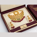 Kishi Jewels Traditional Gold Plated Pota Stone And Beads Choker Necklace Set (Pack of 6)