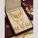 Kishi Jewels Premium Gold Plated Long & Short Double Necklace Set (Pack of 6)