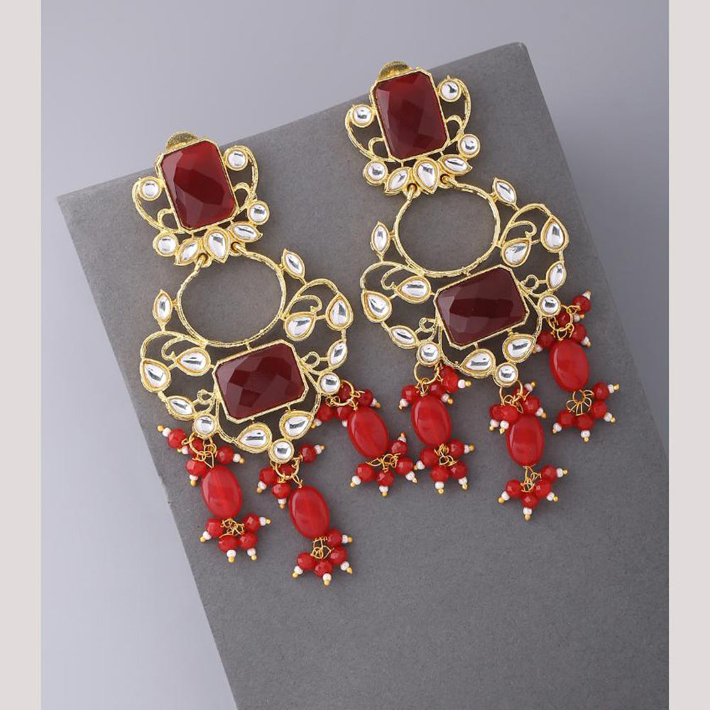 Viraasi Traditional Kundan Stone And Beads Dangler Earrings
