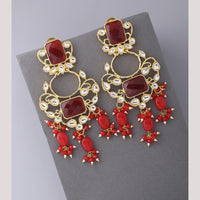 Viraasi Traditional Kundan Stone And Beads Dangler Earrings