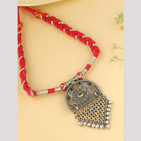 Viraasi Party Wear 2 Tone Plated Pota Stone And Pearl Necklace