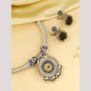 Viraasi Party Wear 2 Tone Plated Pota Stone And Pearl Necklace