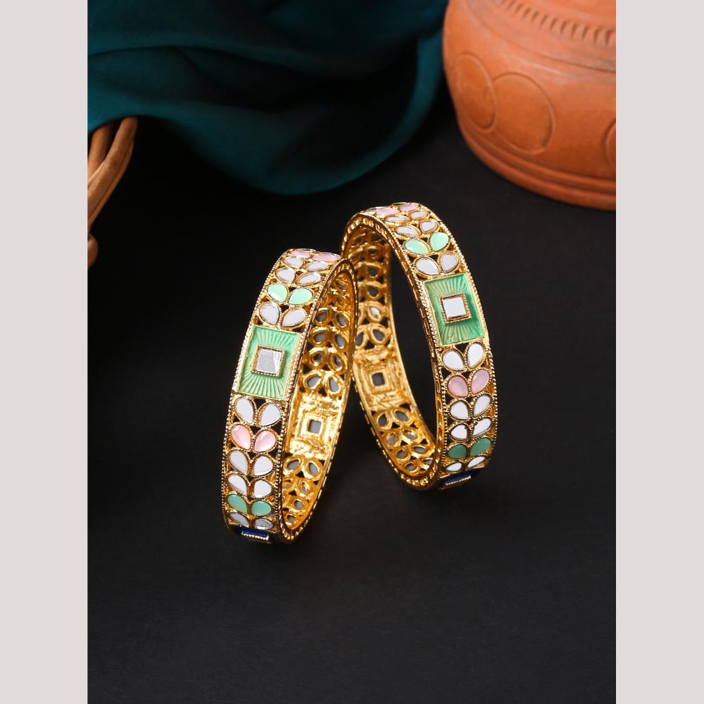 Viraasi Sparkling Mirror And Meenakari Bangles Set for Women