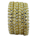 Amity Arts Gold Plated Kundan Stone And Pearls Bangle (4 Piece)