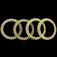 Amity Arts Gold Plated Kundan Stone Bangle (4 Piece)
