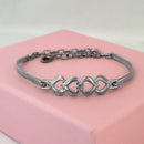 Urthn Black Plated Austrian Stone Bracelet - 1400559 (Pack Of 6)