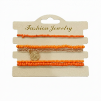 Urthn Minimalist Red and Gold Bracelet Stack Fashion Beads Bracelet Combo(Pack of 3)
