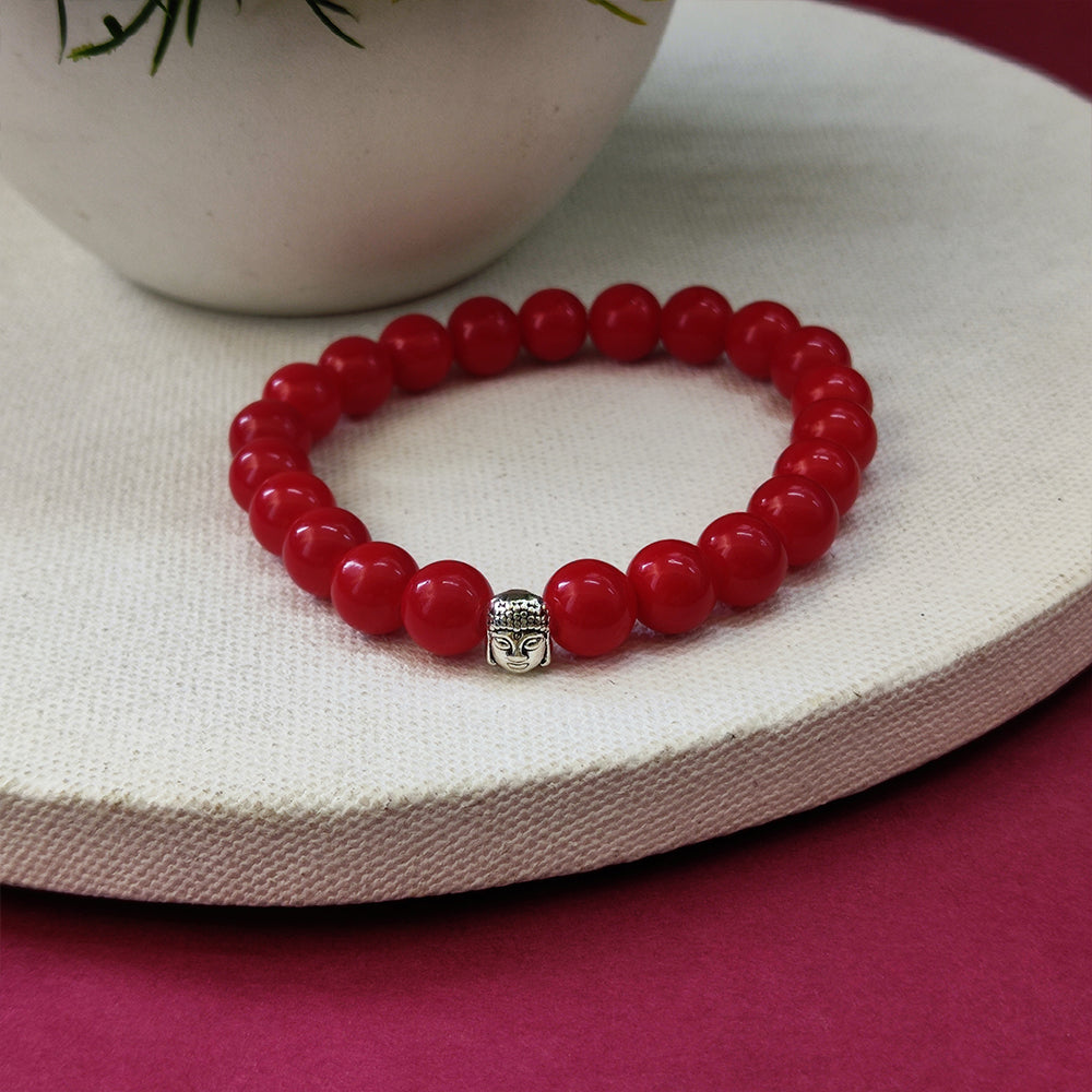 Urthn Red With Buddha Beads Bracelet