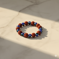 Urthn Evil Eye And Rudraksha  Stretchable  Bracelet (Pack Of 6)
