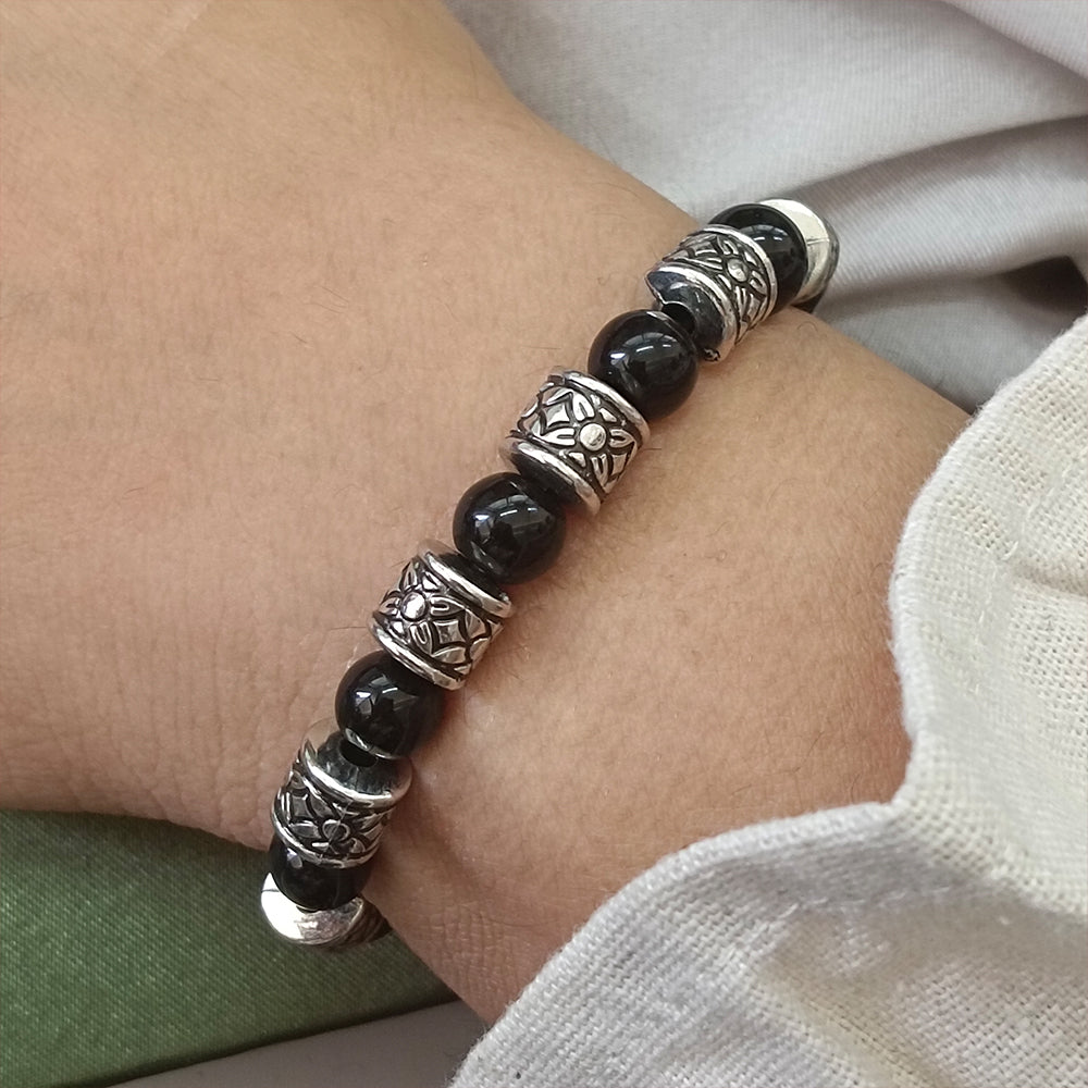 Urthn Black Beads Bracelet