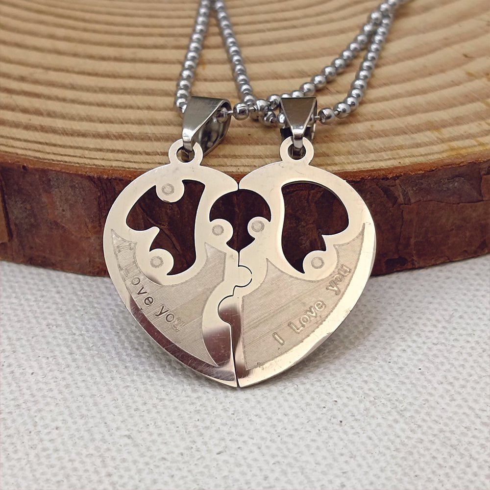 Urthn Heart Shape " I LOVE YOU " Chain Pendant- 1404878 (Pack Of 6)