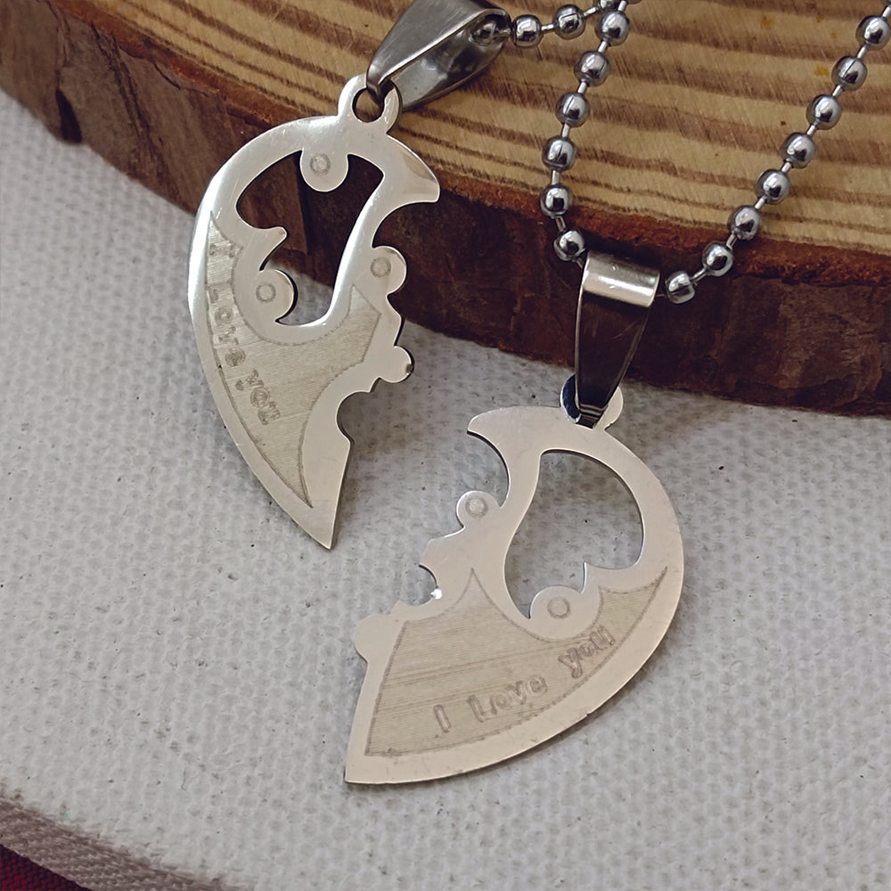 Urthn Heart Shape " I LOVE YOU " Chain Pendant- 1404878 (Pack Of 6)