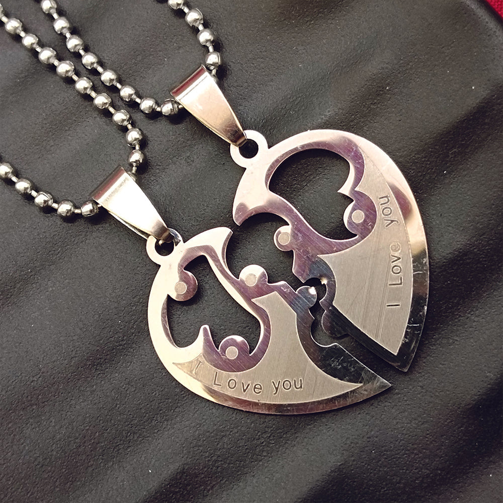 Urthn Heart Shape " I LOVE YOU " Chain Pendant- 1404878 (Pack Of 6)