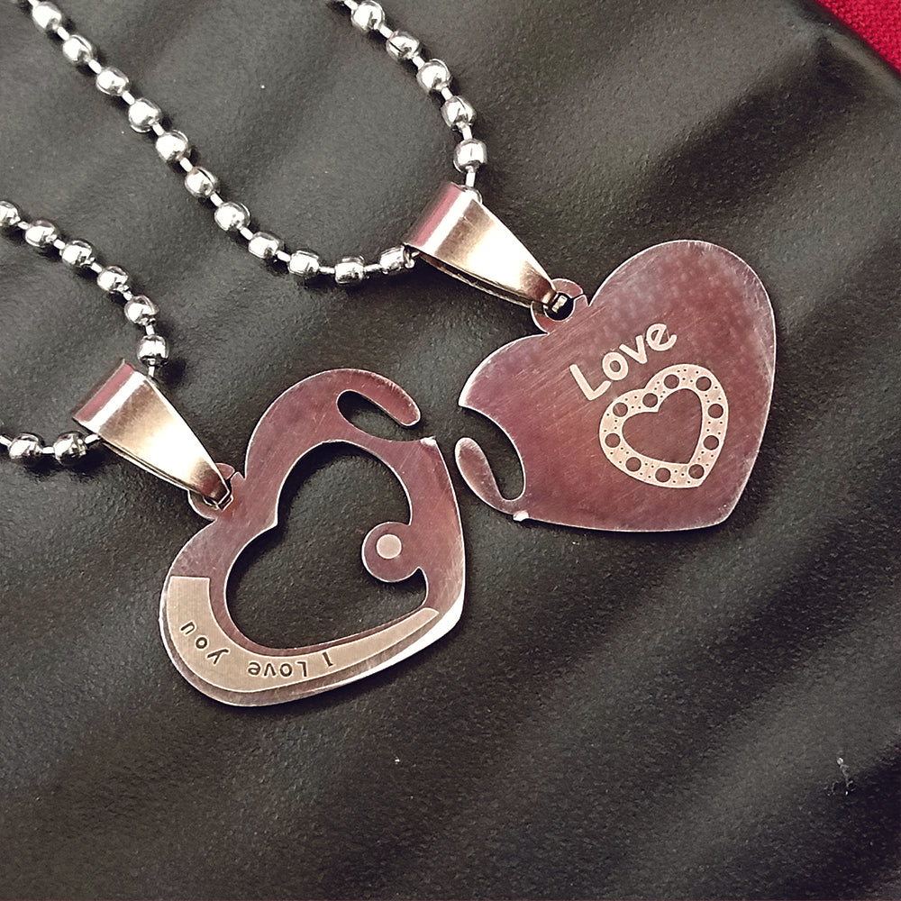 Urthn Heart Shape " Love You  "Chain Pendant- 1404880 (Pack Of 6)