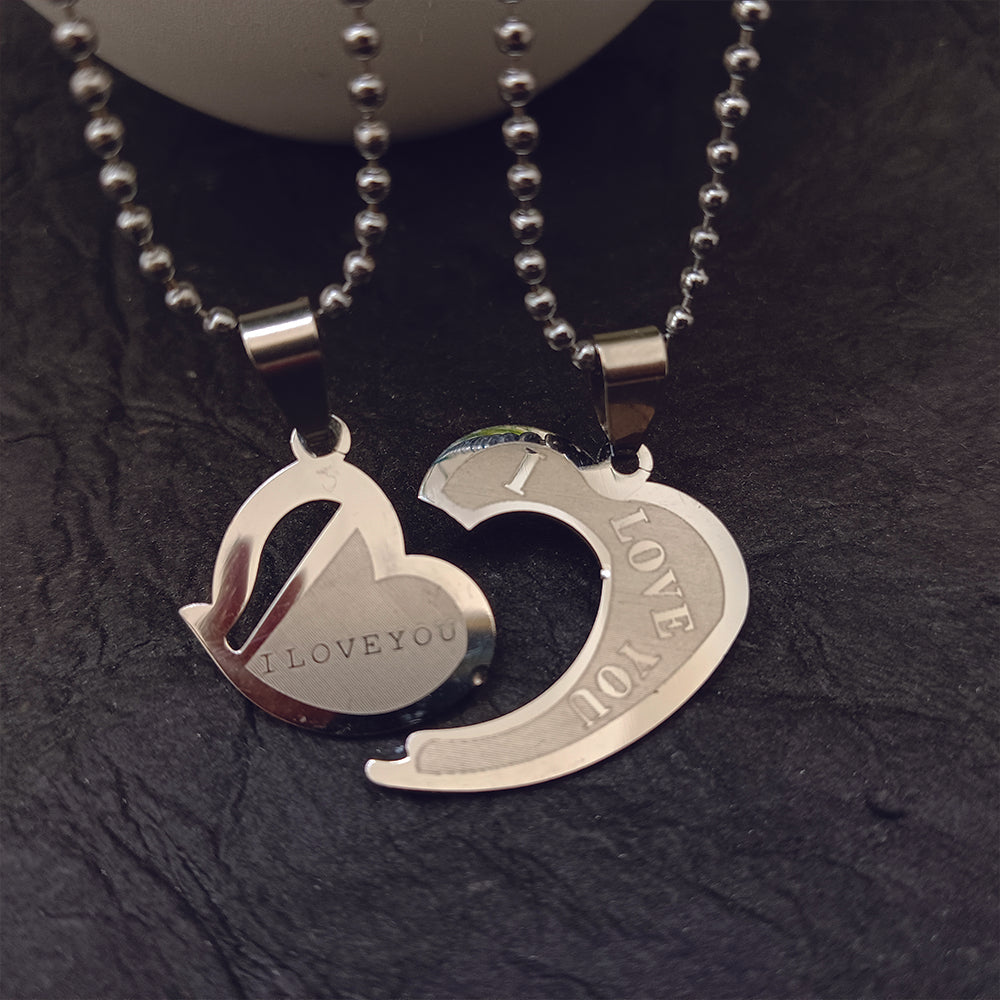 Urthn Heart Shape " I  LOVE YOU " Chain Pendant- 1404889 (Pack Of 6)