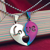 Urthn Heart Shape " LOVE " Couple Chain Pendant- 1404893 (Pack Of 6)