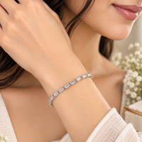 Urthn Dazzling American Diamond Silver Plated Bracelet | Trendy Festive & Party Wear(Pack of 3)