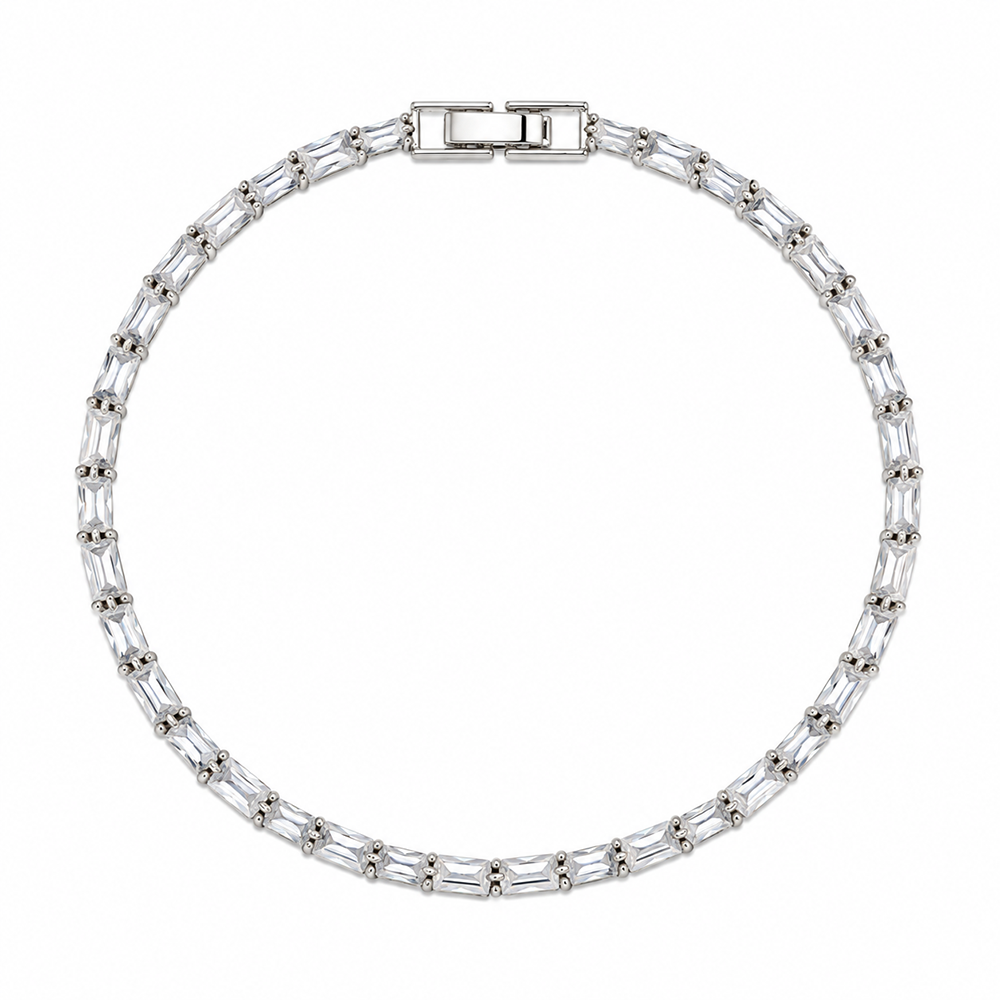 Urthn Dazzling American Diamond Silver Plated Bracelet | Trendy Festive & Party Wear(Pack of 3)