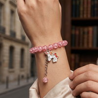 Urthn Crackle Beads And Charms Stylish Bracelets For Kids  (Set of 6)