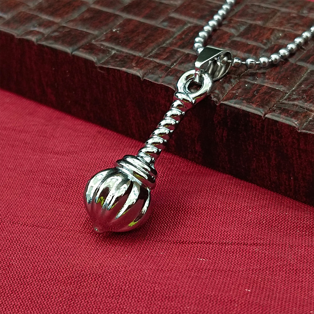 Urthn Hanuman Gada Silver Pendant with ball chain For Unisex