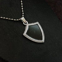 JewelMaze Black Enamel Chain Pendant For Men