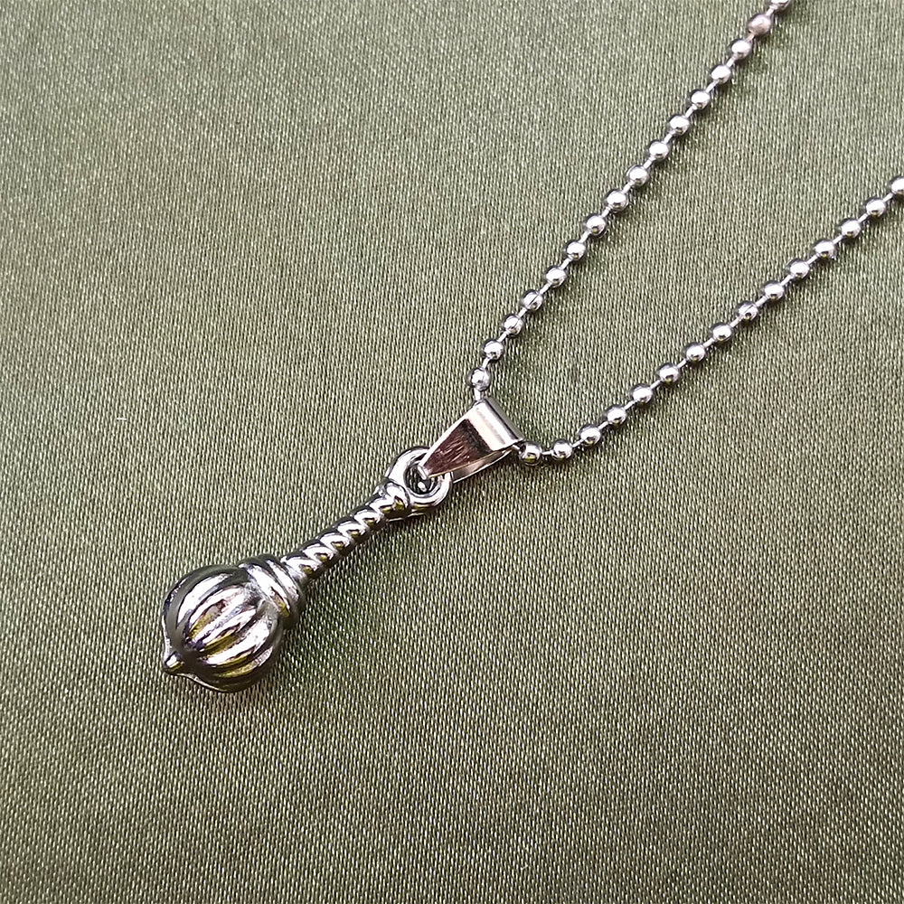 Urthn Hanuman Gada Silver Pendant with ball chain For Unisex