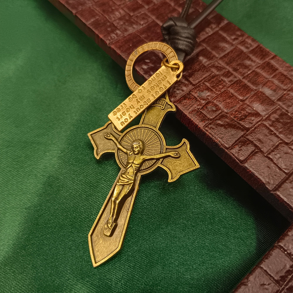 JewelMaze Cross Sign Thread Pendent For Men