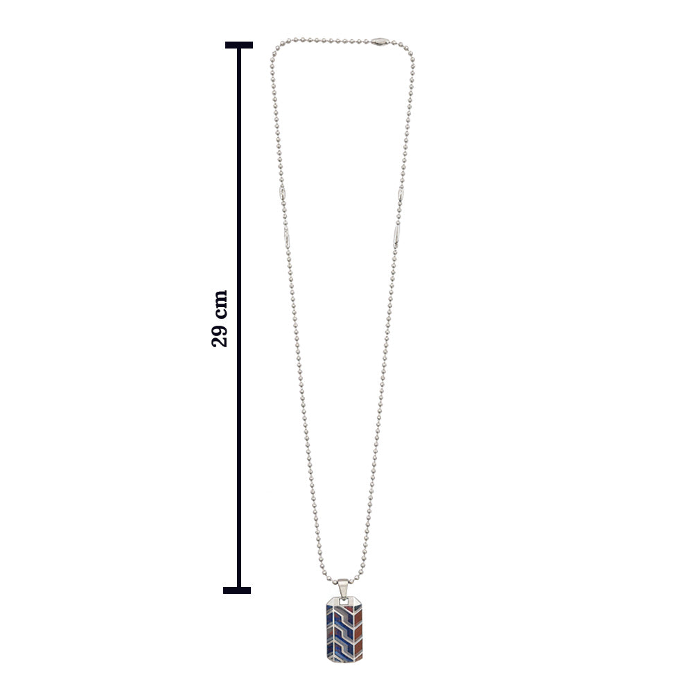 Urthn Minimal Geometric Pattern Enamel Pendant with Chain for Men's (Pack Of 6)