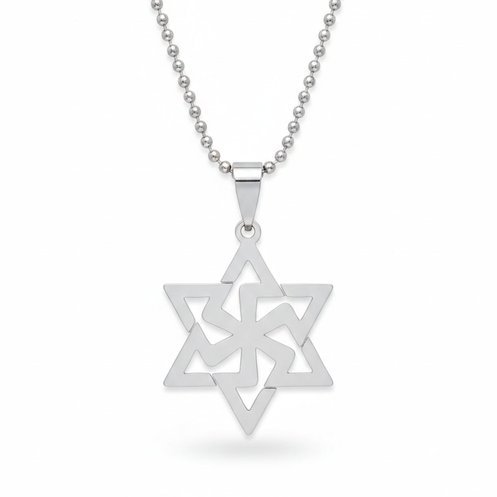 Urthn Stainless Steel Geometric Star Pendant Necklace(Pack of 6)