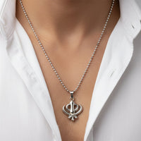 Urthn Mens Spiritual Khanda Symbol Chain Necklace(Pack of 6)