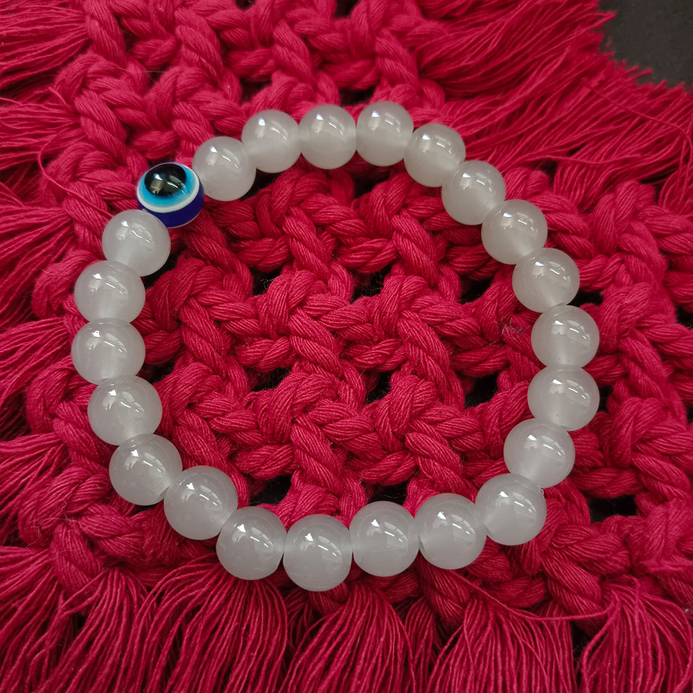 Urthn Grey Obsidian Beads Bracelet with Evil Eye Charm (Pack Of 6)
