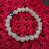 Urthn Grey Obsidian Beads Bracelet with Evil Eye Charm (Pack Of 6)