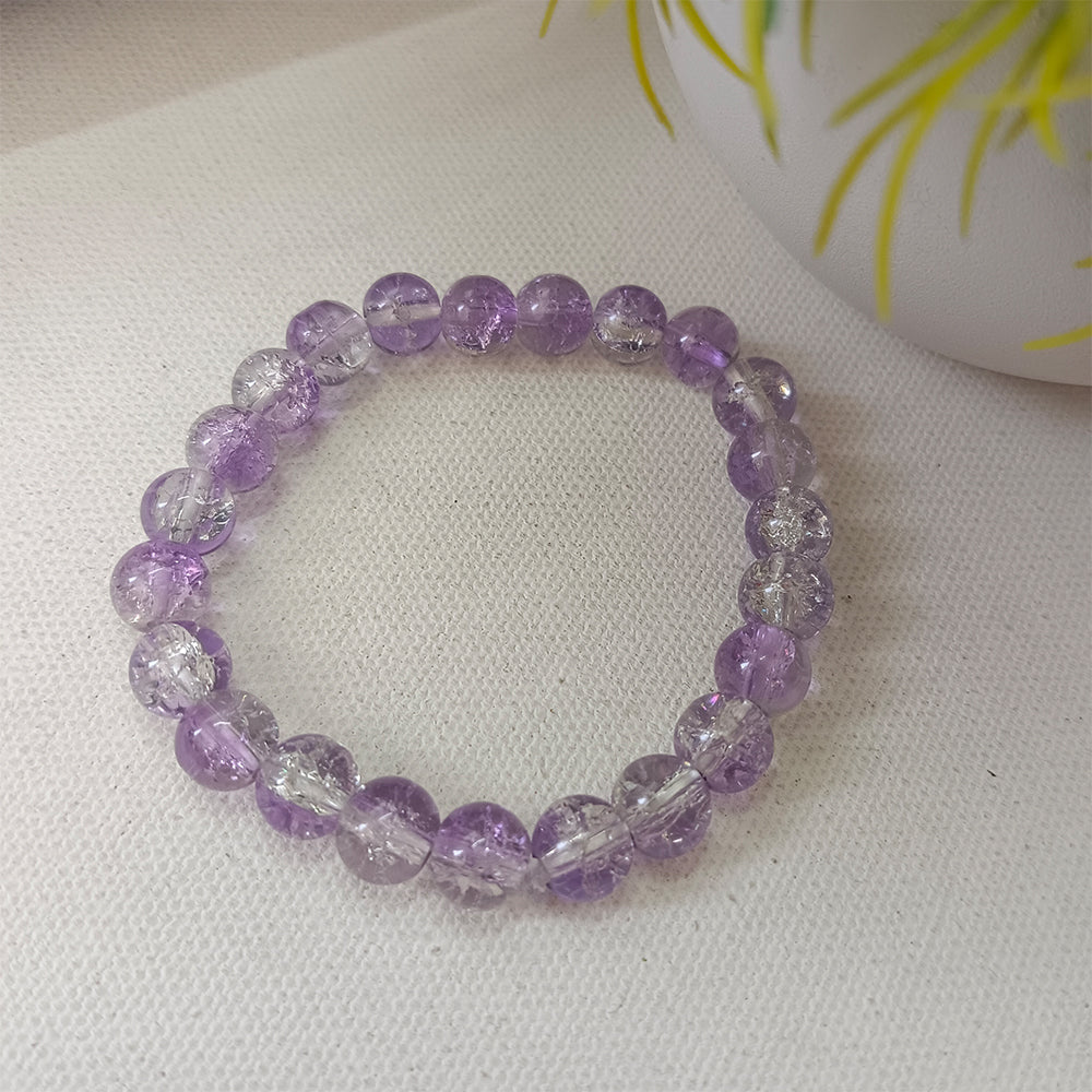 Urthn Stretchable Purple Beaded Wrist Bracelet
