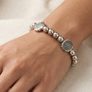 Urthn Unisex Black & Silver Beads Stretchable Bracelets(Pack of  6)