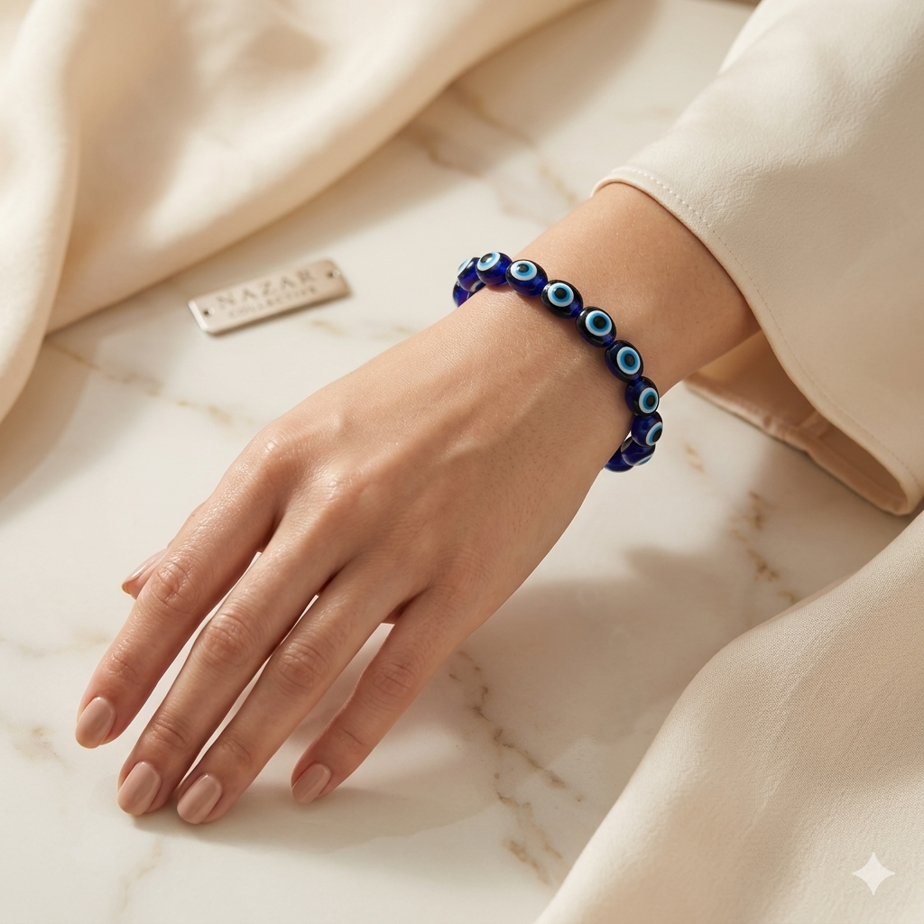 Urthn Blue Evil Eye Beads Unisex Bracelet   (Pack of 6)
