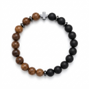 Urthn Black Matte & Wooden Bead Bracelet for Men Cross Charm Bracelet(Pack of 6)