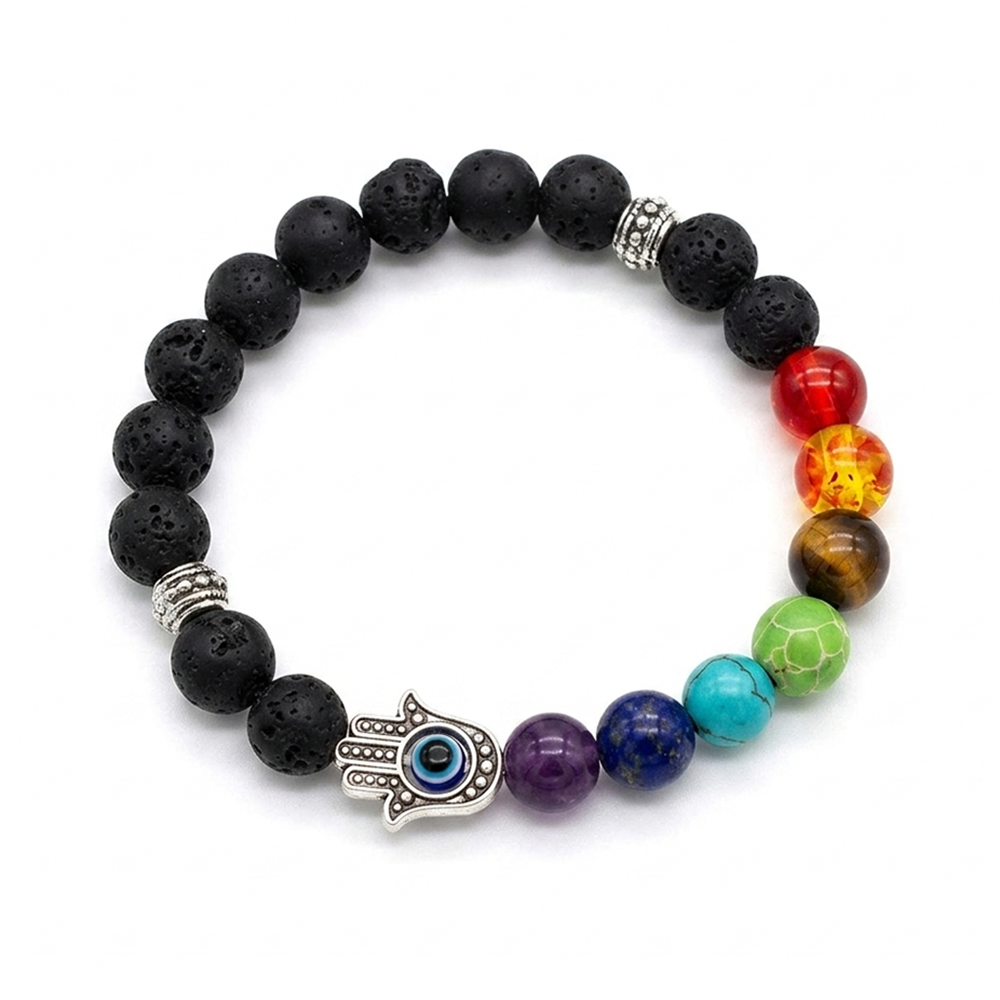 Urthn 7 Chakra with Hamsa Hand Beads bracelet(Pack of 6)