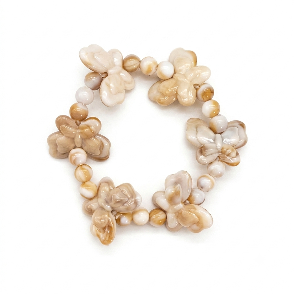 Urthn Stylish Butterfly and Natural Beads Design Bracelet(Pack of 6)