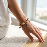 Urthn Minimalist Shell and Charms Stretch Bracelet for Women(Pack of 6)