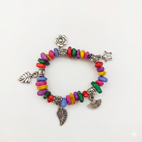 Urthn Artistic Rainbow Beads Statement Bracelet(Pack of 6)