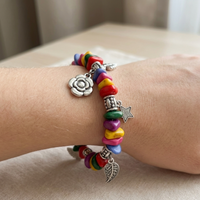 Urthn Artistic Rainbow Beads Statement Bracelet(Pack of 6)