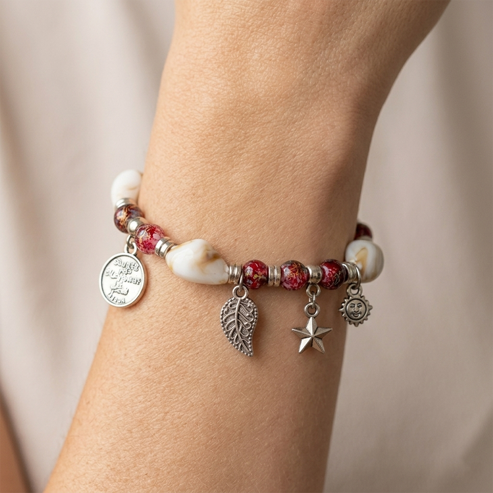 Urthn Minimalist Shell and Charms Bracelet ( Assorted Color )( 1 pc only )(Pack of 6)