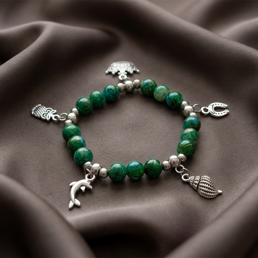 Urthn Minimalist Beads and Charms Bracelet ( Assorted Color )( 1 pc only )(Pack of 6)