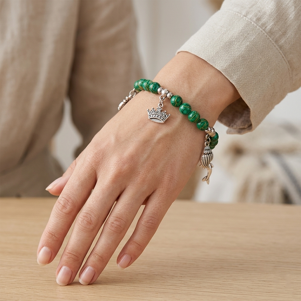 Urthn Minimalist Beads and Charms Bracelet ( Assorted Color )( 1 pc only )(Pack of 6)