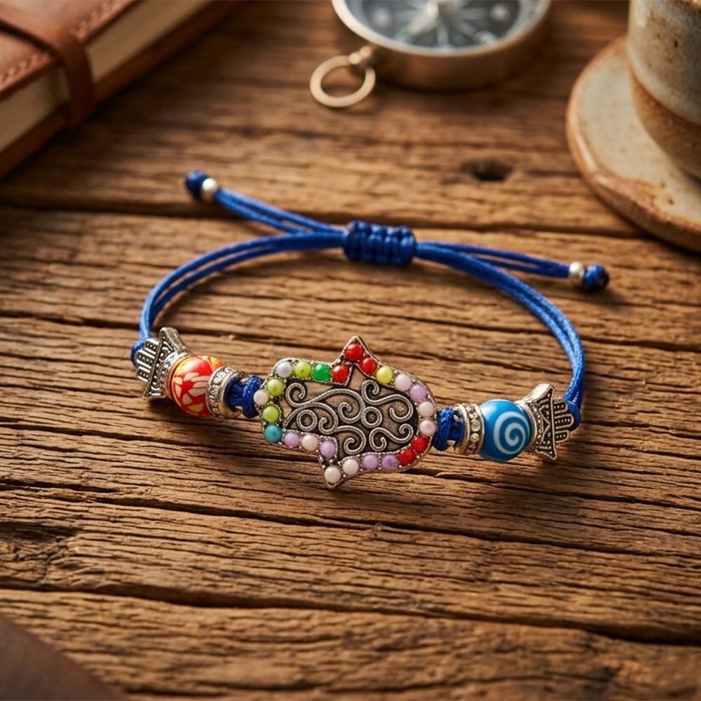 Urthn Mystic Hamsa Hand Beads Bracelet For Men (Set of 6)