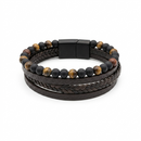 Urthn Layered Beaded Charm Bracelet with Woven Strap Design For Men (Set of 6)