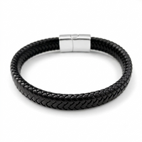 Urthn Layered Beaded Charm Bracelet with Woven Strap Design For Men (Set of 6)