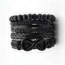 Urthn Layered Beaded Charm Bracelet with Woven Strap Design For Men (Set of 6)