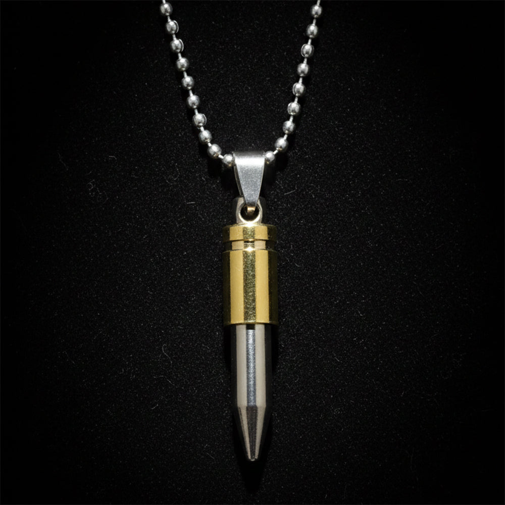 Urthn Gold & Silver Tone Bullet Shape Pendant Necklace for Men(Pack of 6)
